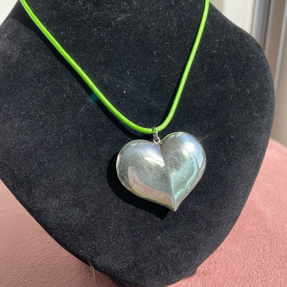 Large Vintage Sterling Silver Heart Pendant